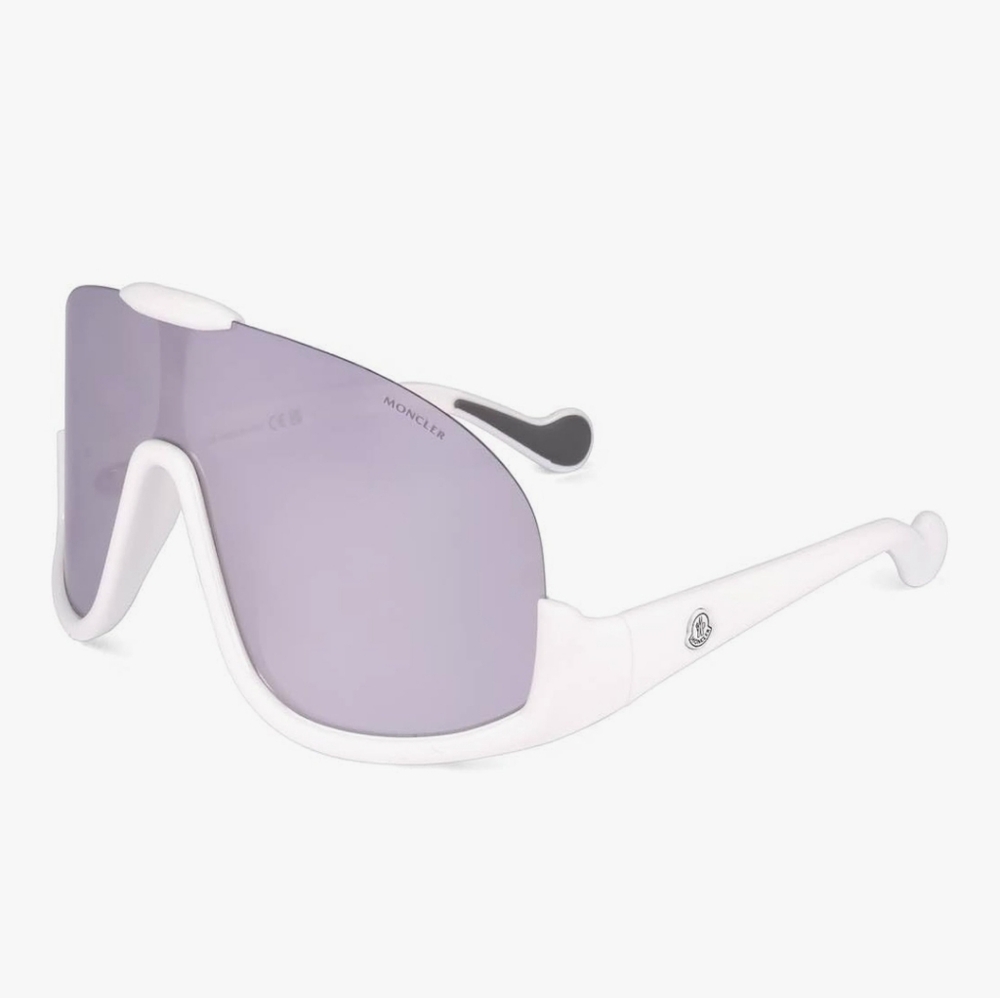 Moncler White Sunglasses with Purple Lenses